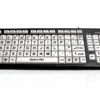 Large Key Black On White Keyboard With 2 Port USB Hub