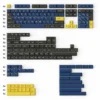 UK US Double Shot PBT Full Keycap Set Dark Blue And Golden 219 Keycaps