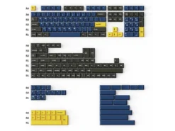 UK US Double Shot PBT Full Keycap Set Dark Blue And Golden 219 Keycaps