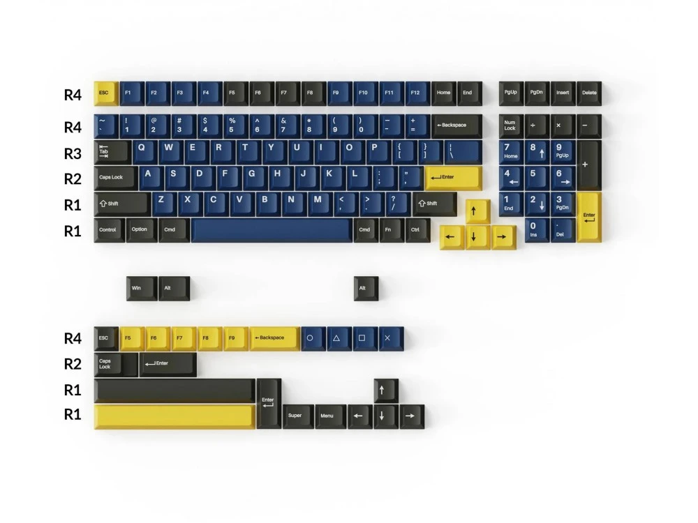 UK US Double Shot PBT Full Keycap Set Dark Blue And Golden 219 Keycaps - Image 2
