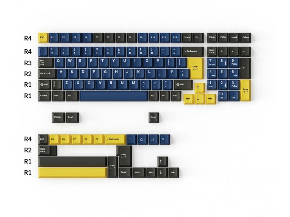 UK US Double Shot PBT Full Keycap Set Dark Blue And Golden 219 Keycaps - Image 5