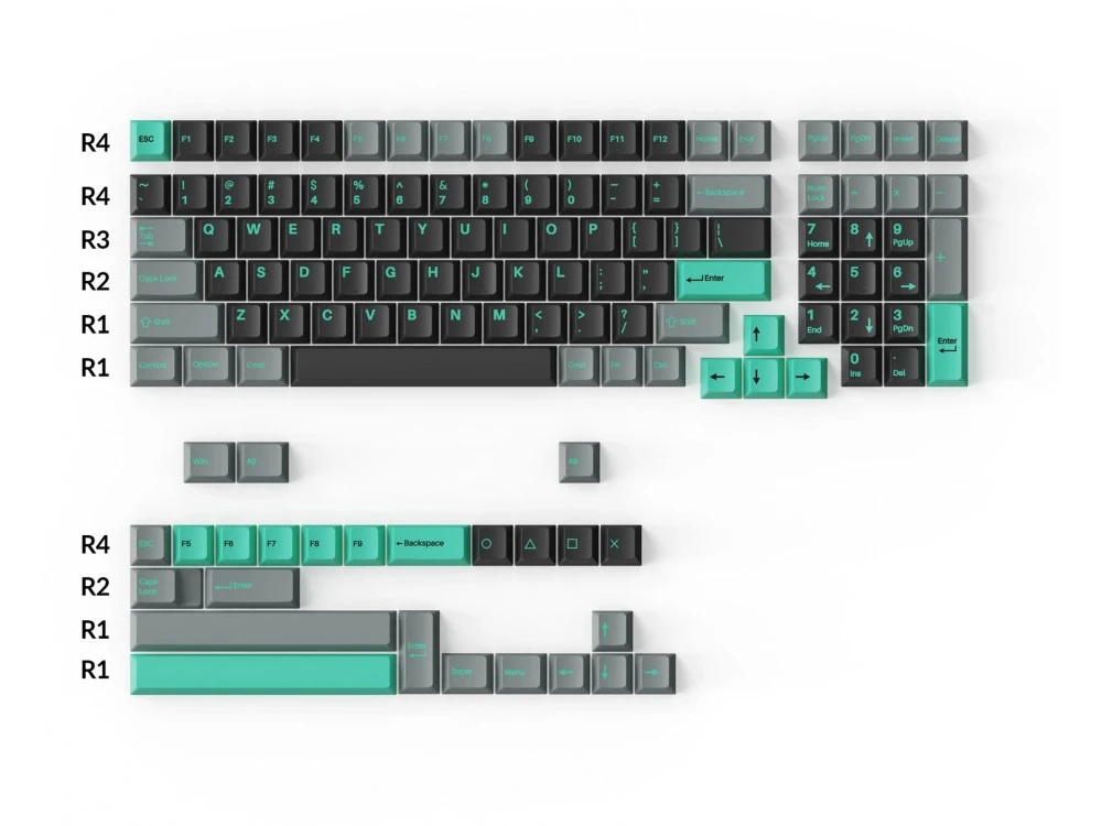 UK US Double Shot PBT Full Keycap Set Hacker Mint 219 Keycaps - Image 2