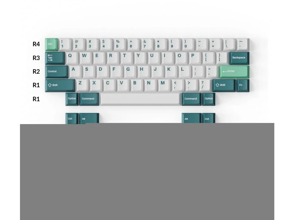 UK US Double Shot PBT Full Keycap Set White Mint 219 Keycaps - Image 3