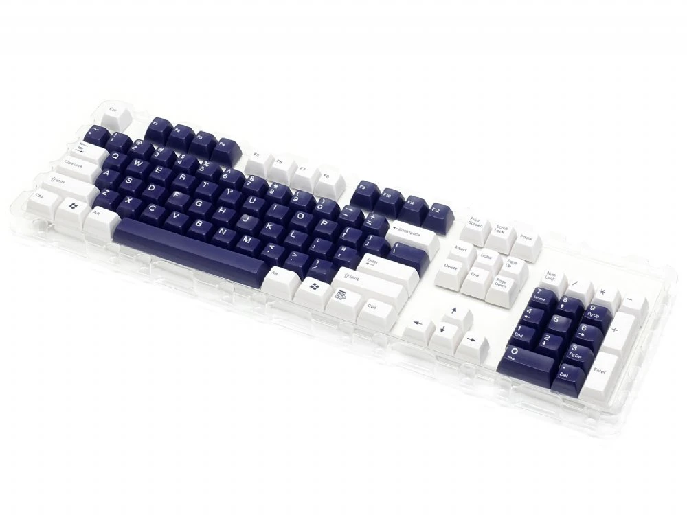 Double Shot Filco 104 Key USA Keyset, White & Navy Blue - Image 3