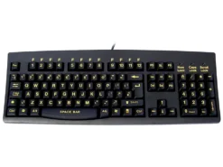 Large Yellow Print, Black Keyboard, USB