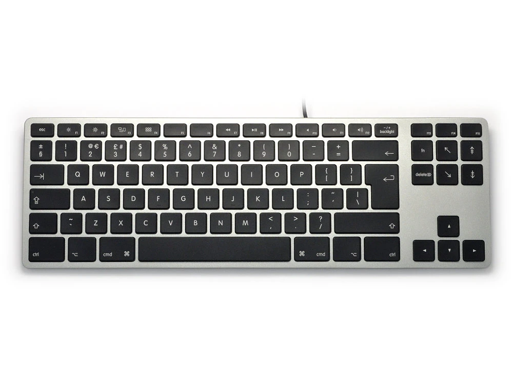 UK Matias Wired Aluminum Tenkeyless RGB Backlit Keyboard For Mac Space Grey