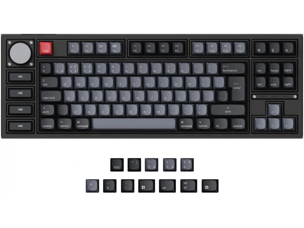 UK Keychron Q3 Pro QMK Bluetooth RGB Linear Aluminium Mac/PC Carbon Black Custom Keyboard With Knob