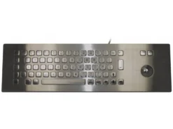 Stainless Steel IP65 Panel Mount Industrial Trackball Keyboard - Over Panel