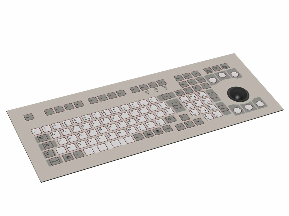Tipro Standard Layout Panel Mount Keyboard With Integrated 38 Mm Trackball USB