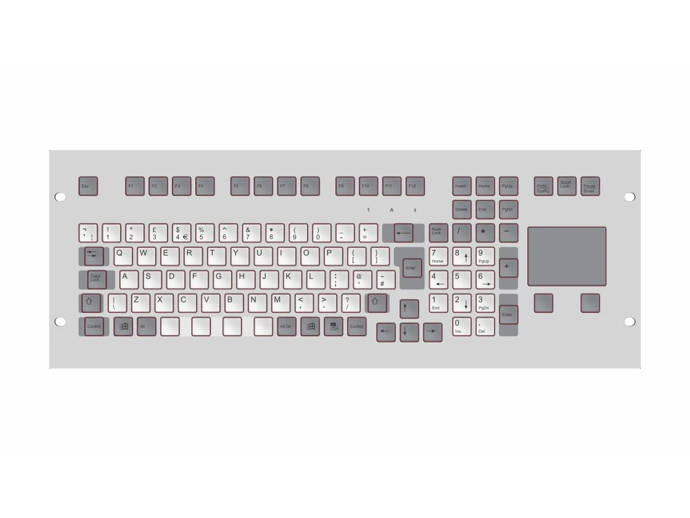 Tipro Standard Layout Rack Mount Keyboard With Integrated Capacitive Touchpad USB - Image 2