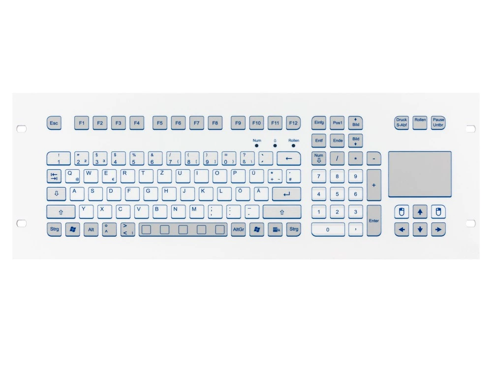 Industrial TKS Keyboard For 19" Rack Integration 4 HU Integrated Touchpad