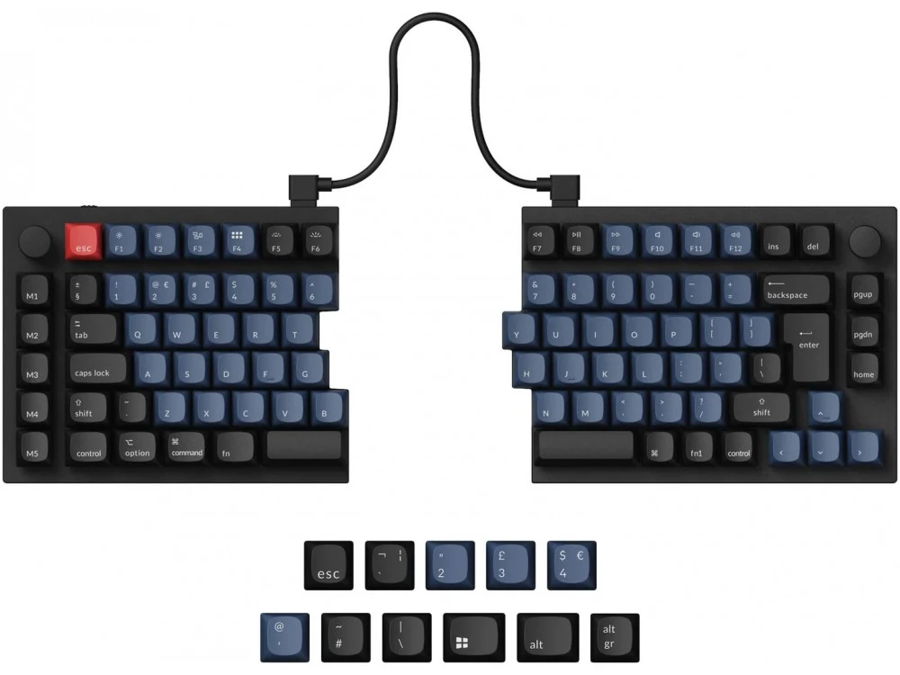UK Keychron Q11 Split Ergo QMK RGB Aluminium Mac/PC Carbon Black Hard Tactile Custom Keyboard With Knob