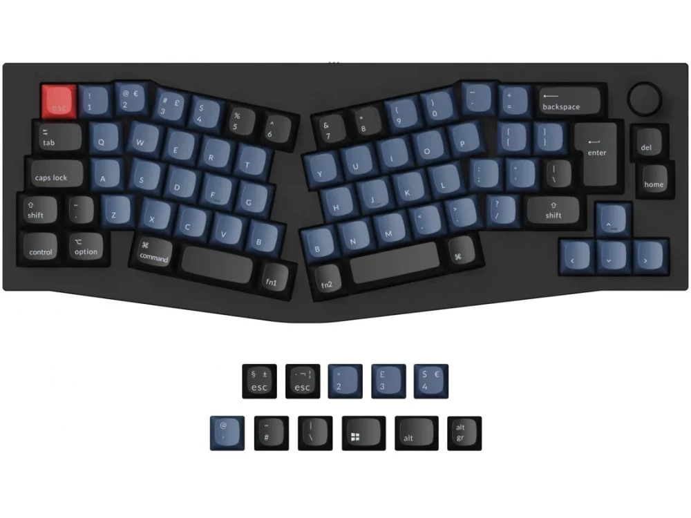 UK Keychron Q8 65% Ergo QMK RGB Aluminium Mac/PC Carbon Black Tactile Custom Keyboard With Knob