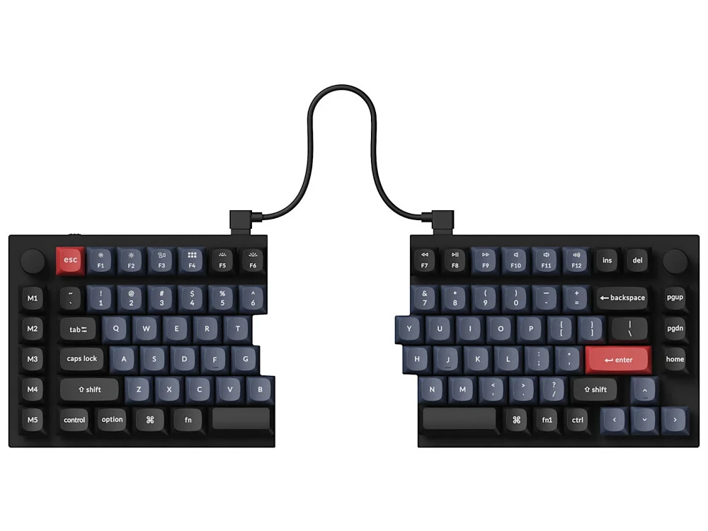 USA Keychron Q11 Split Ergo QMK RGB Aluminium Mac/PC Carbon Black Tactile Custom Keyboard With Knob